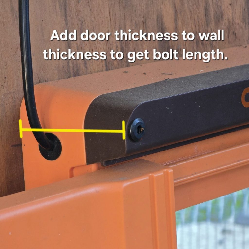 Use bolts with the Chickcozy Solar Coop Door
